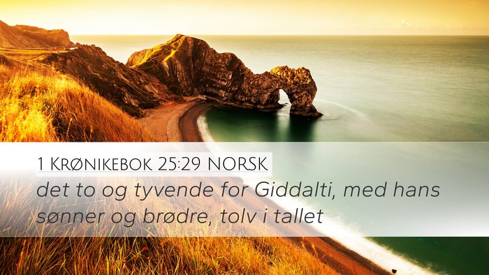 1 Krønikebok 25:29 NORSK Desktop Wallpaper - det to og tyvende for Giddalti, med hans sønner - Desktop Bible Verse Wallpaper
