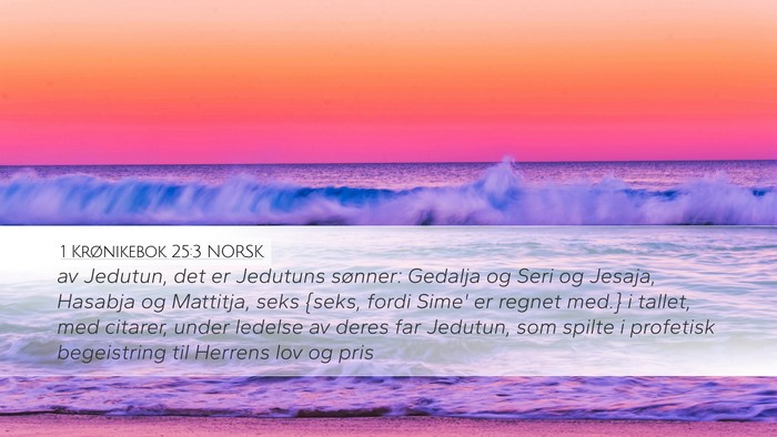 1 Krønikebok 25:3 NORSK Bible Verse Image