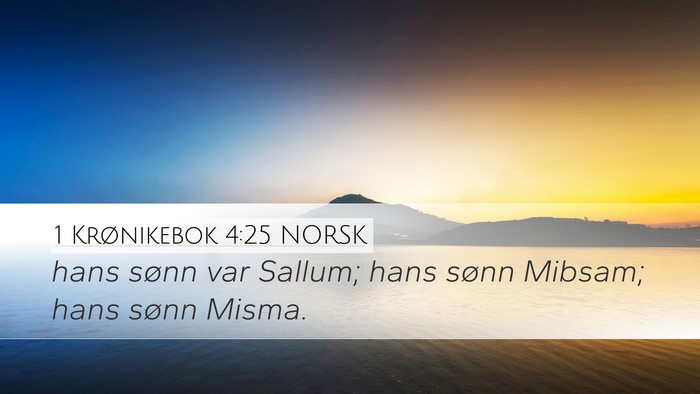 1 Krønikebok 4:25 NORSK Desktop Wallpaper - hans sønn var Sallum; hans sønn Mibsam; hans - Desktop Bible Verse Wallpaper