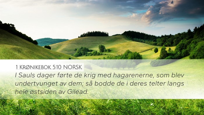 1 Krønikebok 5:10 NORSK Bible Verse Image