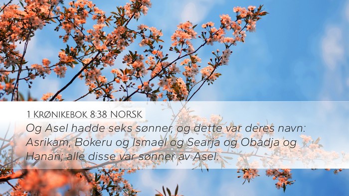 1 Krønikebok 8:38 NORSK Desktop Wallpaper - Og Asel hadde seks sønner, og dette var deres - Desktop Bible Verse Wallpaper