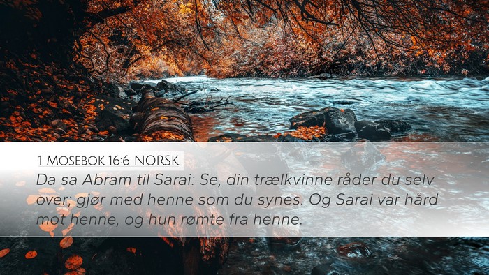 1 Mosebok 16:6 NORSK Bible Verse Image