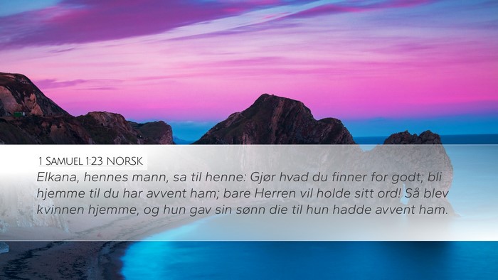 1 Samuel 1:23 NORSK Desktop Wallpaper - Elkana, hennes mann, sa til henne: Gjør hvad du - Desktop Bible Verse Wallpaper