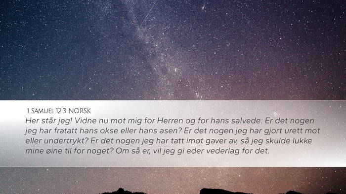1 Samuel 12:3 NORSK Bible Verse Image