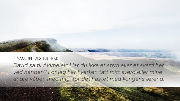 1 Samuel 21:8 NORSK Bible Verse Image