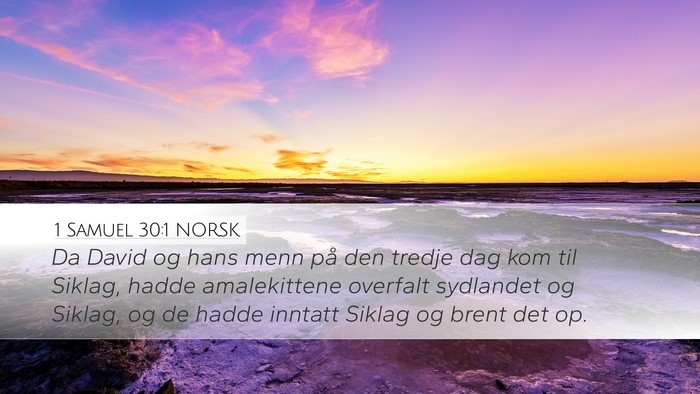 1 Samuel 30:1 NORSK Bible Verse Image