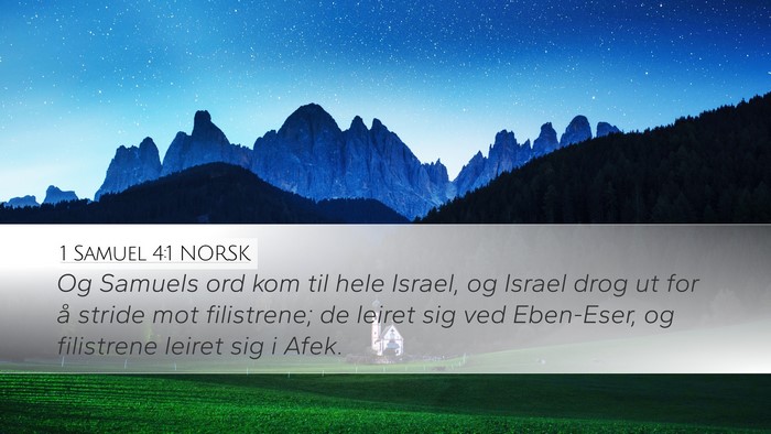 1 Samuel 4:1 NORSK Bible Verse Image