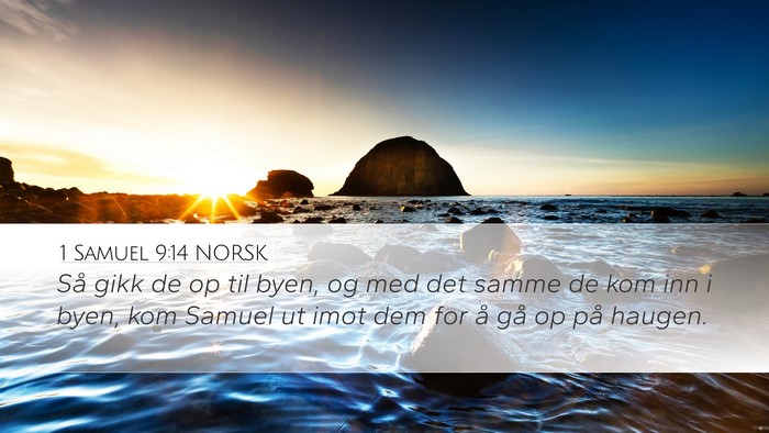 1 Samuel 9:14 NORSK Desktop Wallpaper - Så gikk de op til byen, og med det samme de kom - Desktop Bible Verse Wallpaper