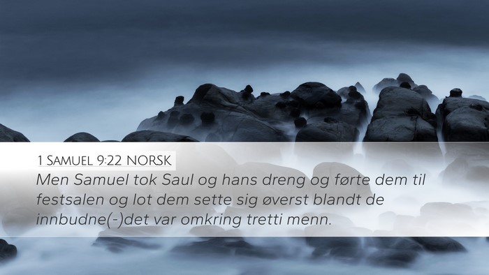 1 Samuel 9:22 NORSK Desktop Wallpaper - Men Samuel tok Saul og hans dreng og førte dem - Desktop Bible Verse Wallpaper