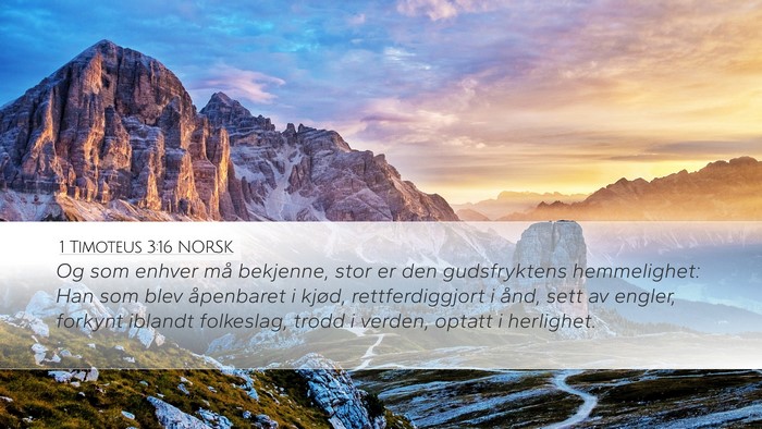 1 Timoteus 3:16 NORSK Bible Verse Image