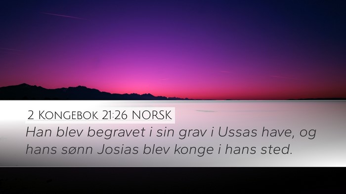 2 Kongebok 21:26 NORSK Desktop Wallpaper - Han blev begravet i sin grav i Ussas have, og - Desktop Bible Verse Wallpaper