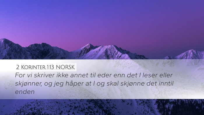 2 Korinter 1:13 NORSK Bible Verse Image