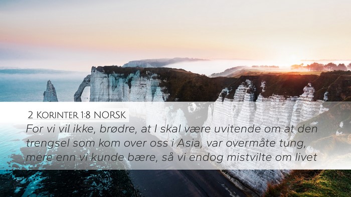 2 Korinter 1:8 NORSK Bible Verse Image