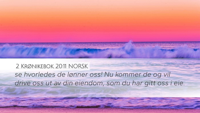 2 Krønikebok 20:11 NORSK Bible Verse Image