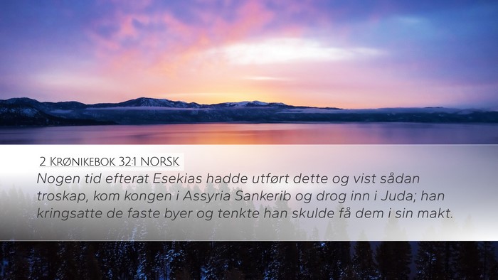 2 Krønikebok 32:1 NORSK Bible Verse Image
