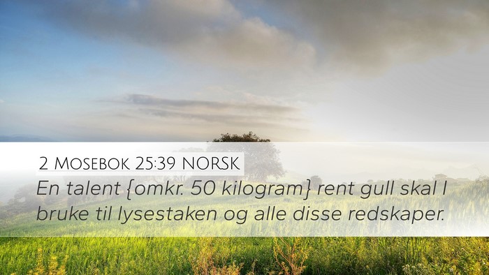 2 Mosebok 25:39 NORSK Desktop Wallpaper - En talent {omkr. 50 kilogram} rent gull skal I - Desktop Bible Verse Wallpaper