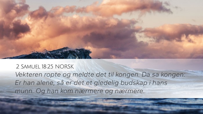 2 Samuel 18:25 NORSK Desktop Wallpaper - Vekteren ropte og meldte det til kongen. Da sa - Desktop Bible Verse Wallpaper