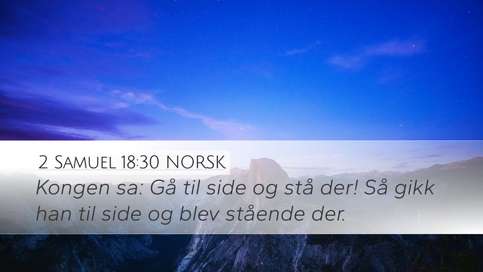 2 Samuel 18:30 NORSK Desktop Wallpaper - Kongen sa: Gå til side og stå der! Så gikk han - Desktop Bible Verse Wallpaper
