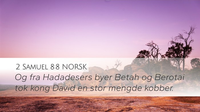 2 Samuel 8:8 NORSK Desktop Wallpaper - Og fra Hadadesers byer Betah og Berotai tok kong - Desktop Bible Verse Wallpaper