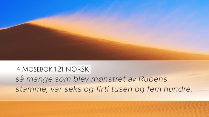 4 Mosebok 1:21 NORSK Desktop Wallpaper - så mange som blev mønstret av Rubens stamme, - Desktop Bible Verse Wallpaper