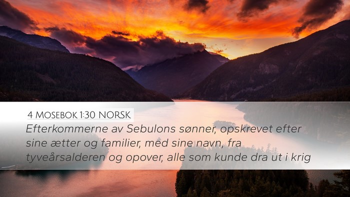 4 Mosebok 1:30 NORSK Desktop Wallpaper - Efterkommerne av Sebulons sønner, opskrevet - Desktop Bible Verse Wallpaper