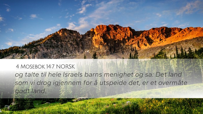 4 Mosebok 14:7 NORSK Desktop Wallpaper - og talte til hele Israels barns menighet og sa: - Desktop Bible Verse Wallpaper