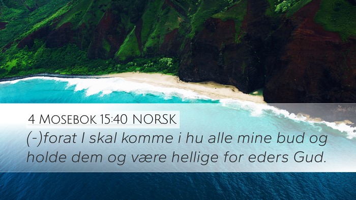 4 Mosebok 15:40 NORSK Desktop Wallpaper - (-)forat I skal komme i hu alle mine bud og holde - Desktop Bible Verse Wallpaper