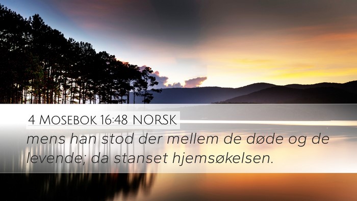 4 Mosebok 16:48 NORSK Desktop Wallpaper - mens han stod der mellem de døde og de levende; - Desktop Bible Verse Wallpaper