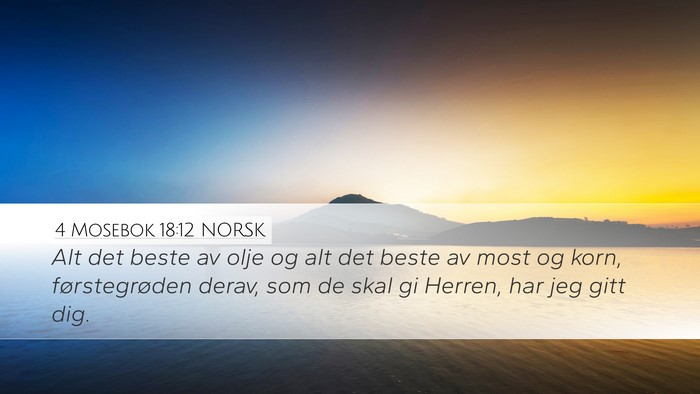4 Mosebok 18:12 NORSK Desktop Wallpaper - Alt det beste av olje og alt det beste av most og - Desktop Bible Verse Wallpaper