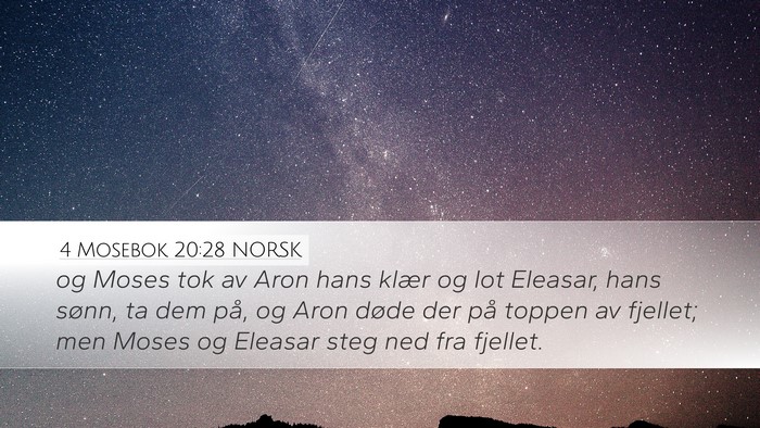 4 Mosebok 20:28 NORSK Desktop Wallpaper - og Moses tok av Aron hans klær og lot Eleasar, - Desktop Bible Verse Wallpaper