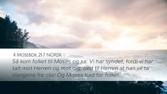 4 Mosebok 21:7 NORSK Desktop Wallpaper - Så kom folket til Moses og sa: Vi har syndet, - Desktop Bible Verse Wallpaper