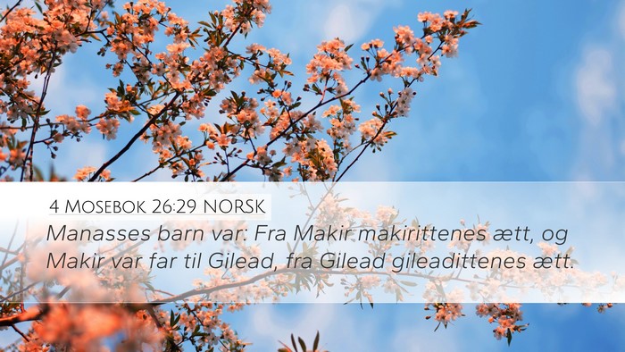 4 Mosebok 26:29 NORSK Desktop Wallpaper - Manasses barn var: Fra Makir makirittenes ætt, - Desktop Bible Verse Wallpaper