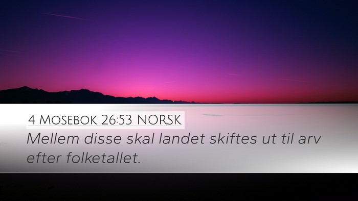4 Mosebok 26:53 NORSK Desktop Wallpaper - Mellem disse skal landet skiftes ut til arv efter - Desktop Bible Verse Wallpaper