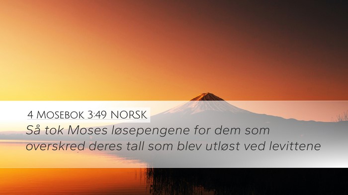 4 Mosebok 3:49 NORSK Desktop Wallpaper - Så tok Moses løsepengene for dem som overskred - Desktop Bible Verse Wallpaper
