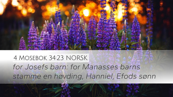 4 Mosebok 34:23 NORSK Desktop Wallpaper - for Josefs barn: for Manasses barns stamme en - Desktop Bible Verse Wallpaper