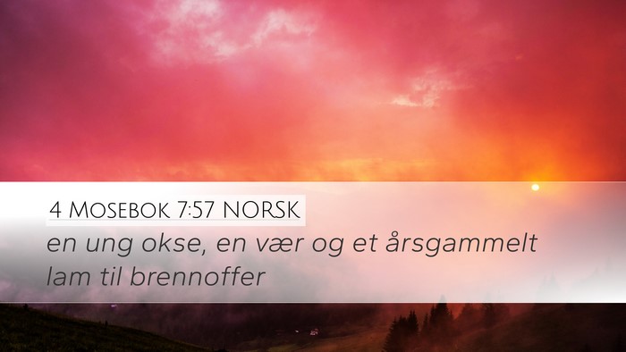 4 Mosebok 7:57 NORSK Desktop Wallpaper - en ung okse, en vær og et årsgammelt lam til - Desktop Bible Verse Wallpaper