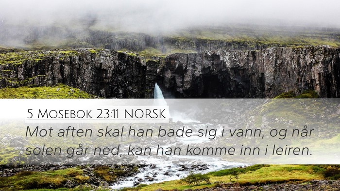 5 Mosebok 23:11 NORSK Desktop Wallpaper - Mot aften skal han bade sig i vann, og når solen - Desktop Bible Verse Wallpaper