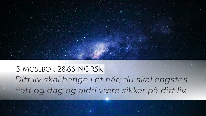 5 Mosebok 28:66 NORSK Desktop Wallpaper - Ditt liv skal henge i et hår; du skal engstes - Desktop Bible Verse Wallpaper