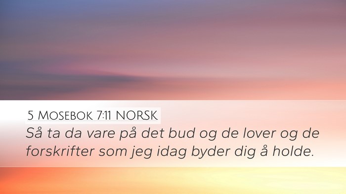 5 Mosebok 7:11 NORSK Desktop Wallpaper - Så ta da vare på det bud og de lover og de - Desktop Bible Verse Wallpaper