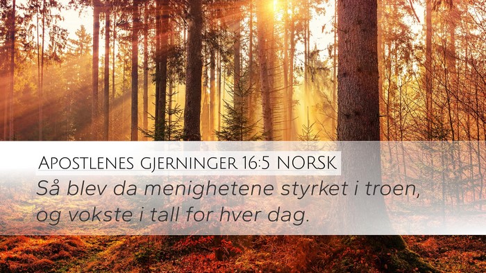 Apostlenes gjerninger 16:5 NORSK Desktop Wallpaper - Så blev da menighetene styrket i troen, og - Desktop Bible Verse Wallpaper