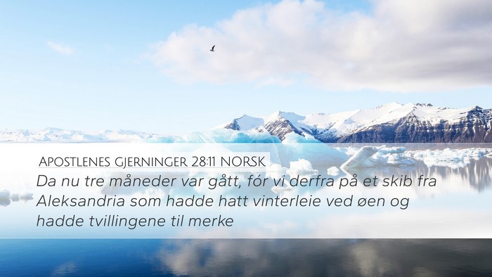 Apostlenes gjerninger 28:11 NORSK Bible Verse Image