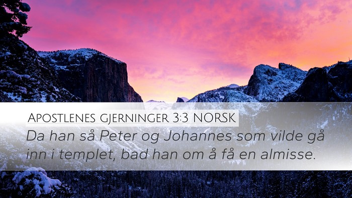 Apostlenes gjerninger 3:3 NORSK Desktop Wallpaper - Da han så Peter og Johannes som vilde gå inn i - Desktop Bible Verse Wallpaper