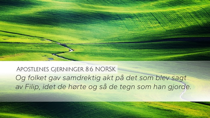 Apostlenes gjerninger 8:6 NORSK Bible Verse Image