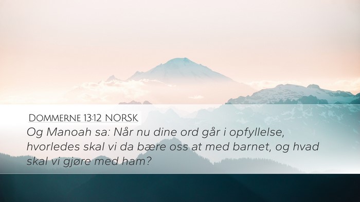 Dommerne 13:12 NORSK Desktop Wallpaper - Og Manoah sa: Når nu dine ord går i opfyllelse, - Desktop Bible Verse Wallpaper