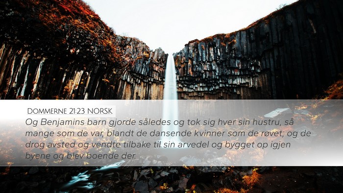 Dommerne 21:23 NORSK Desktop Wallpaper - Og Benjamins barn gjorde således og tok sig hver - Desktop Bible Verse Wallpaper