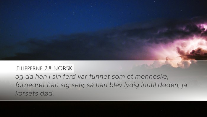 Filipperne 2:8 NORSK Bible Verse Image