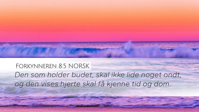 Forkynneren 8:5 NORSK Desktop Wallpaper - Den som holder budet, skal ikke lide noget ondt, - Desktop Bible Verse Wallpaper