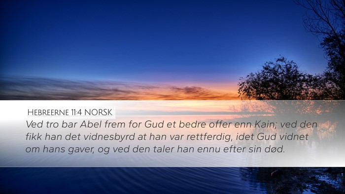 Hebreerne 11:4 NORSK Bible Verse Image
