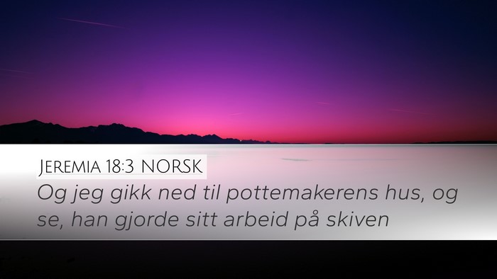 Jeremia 18:3 NORSK Desktop Wallpaper - Og jeg gikk ned til pottemakerens hus, og se, han - Desktop Bible Verse Wallpaper