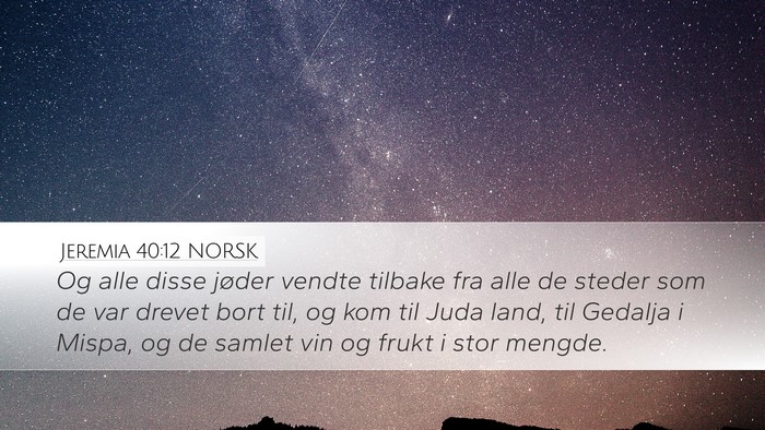 Jeremia 40:12 NORSK Bible Verse Image